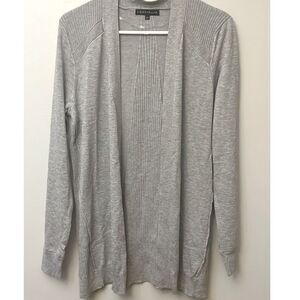 Love Ellie Gray Ribbed Open Front Cardigan Long‎ Sleeve Lightweight Sweater L